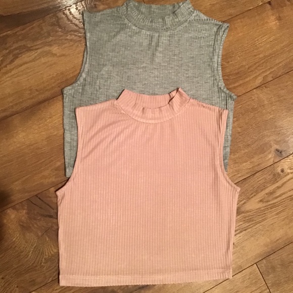 TWO LIGHTWEIGHT SOFT RIBBED STRETCHY CROP TOPS - Picture 12 of 13